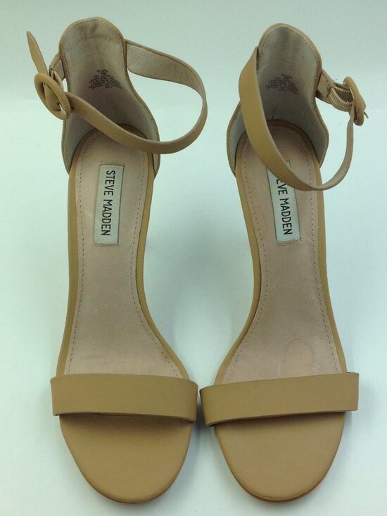 Steve Madden Shoes - Woman's Tan Leather Buckle Detail Steve Madden High Heels